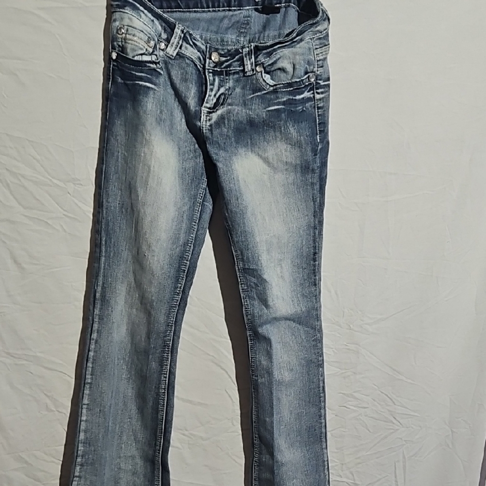 Soundgirl Women's Faded Blue Boot Cut Jeans